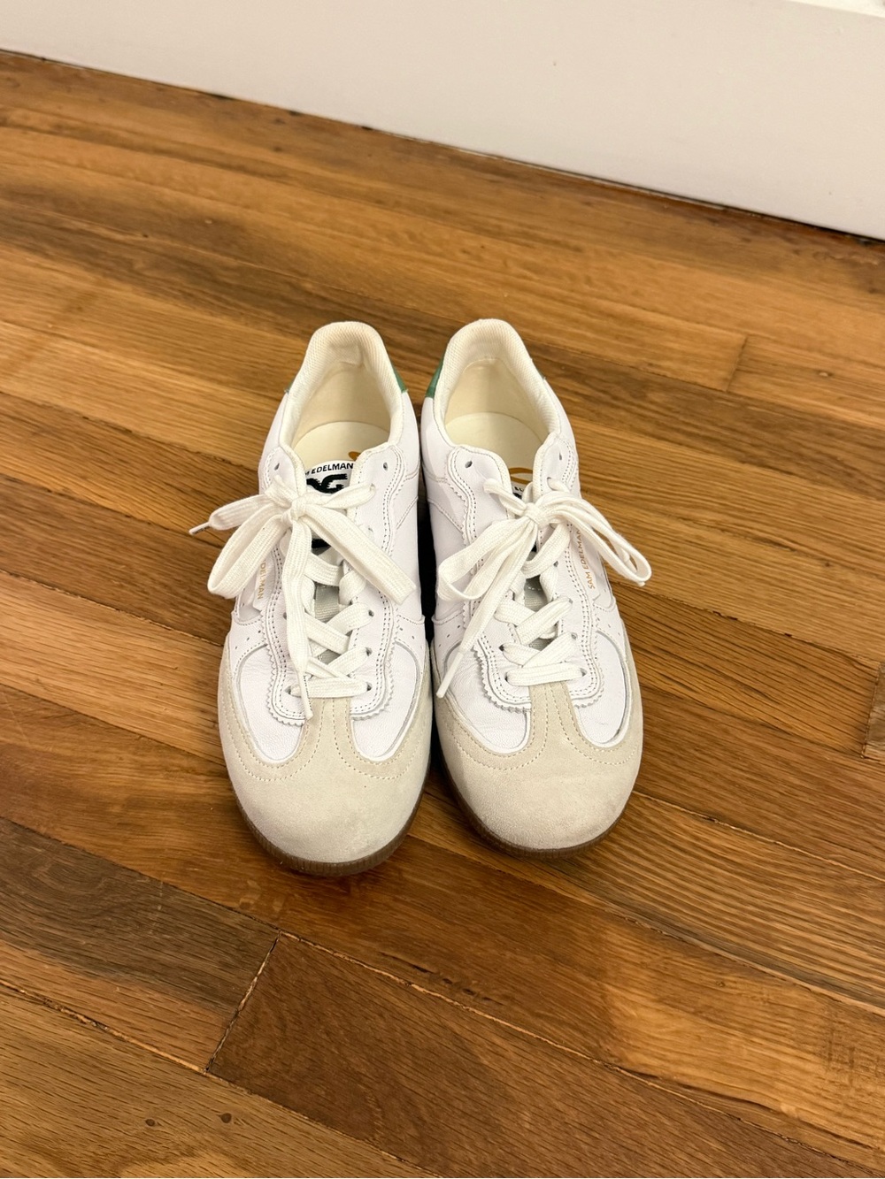 Sam Edelman White and Cream Low-Top Sneakers